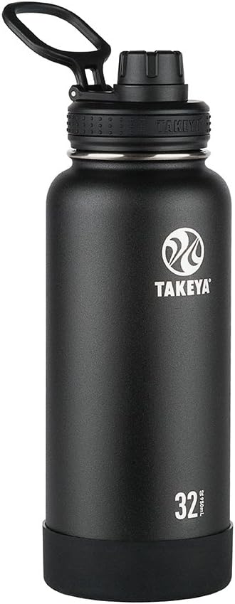 Takeya Actives Insulated Stainless Water Bottle with Insulated Spout Lid, 32oz, Onyx