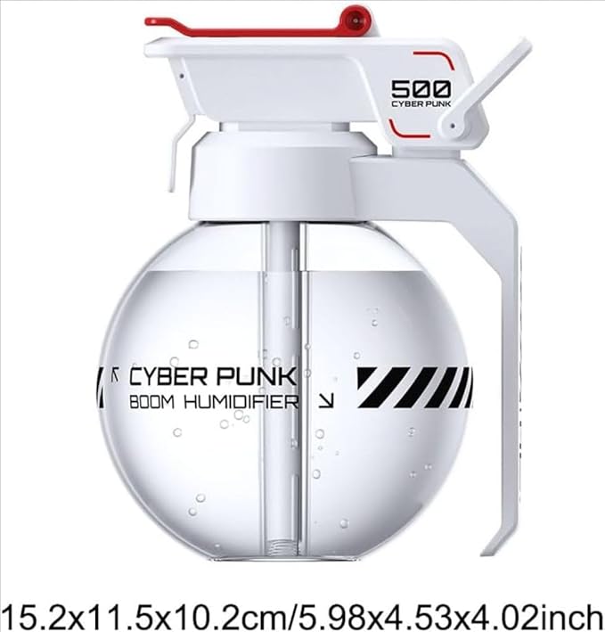 Fangool Mini Cyberpunk Essential Oil Diffuser & Humidifier, 500ml Portable USB Quiet Operation, Auto Shut-Off, 8H Runtime for Gaming, Bedroom, Office, Yoga, Travel Gift (White)