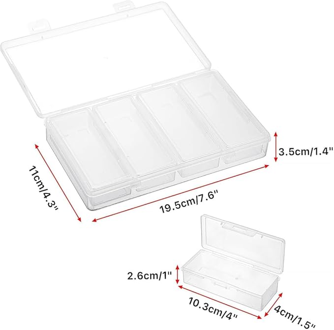 2 Packs 4 in 1 Plastic Cotton Swab Holder Resuable Dental Travel Floss Stick Case Clear Cotton Pad Holder Cleaning Organizer Case for Hair Rope Paperclip