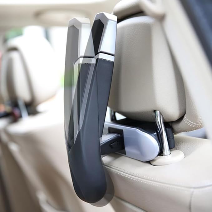 Car Coat Hanger,Folding Cars Headrest Back Seat Coat Holder,Save Space Auto Travel Hanger for Jackets Suit Coats,Motorcar Interior Organizer Storage Accessories for Automotive,RV,Truck,SUV(Silver)