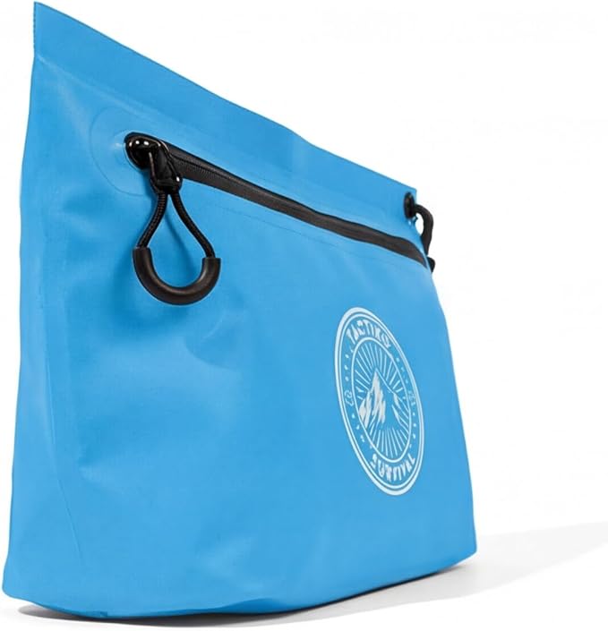 Tactiko 3L Water Resistant Pouch - Waterproof Material w/Splashproof Zipper - Hold All Zipper Bag for Storage, Toiletries,Travel, Beach, Cruise, Home (Blue)