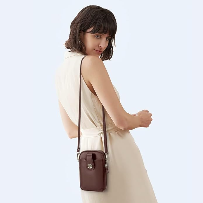 Peacocktion Small Crossbody Bags for Women, Leather RFID Cell Phone Purse, Trendy Travel Crossbody Purses with Zipper