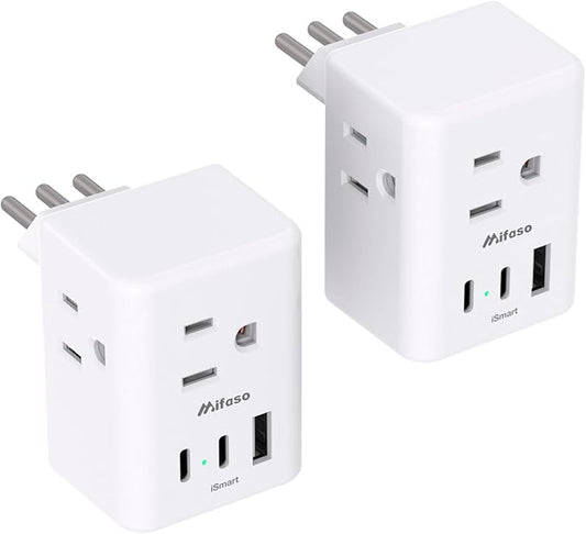 2 Pack Italy Travel Plug Adapter, Type L Power Adapter for Chile, Cuba, Ethiopia, Libya, San Marino, Syria, Uruguay, Vatican City, Travel Essentials
