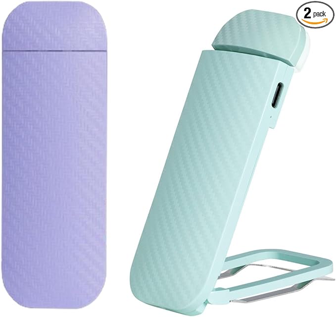 HEMONNKAM Book Reading Light, 2 Pack Rechargeable Clip on Booklight, Eye Caring 3 Color Temperatures & 5 Brightness Levels, Night Use for Bed, Long Lasting, Reading at Night in Bed, Purple+Light Blue