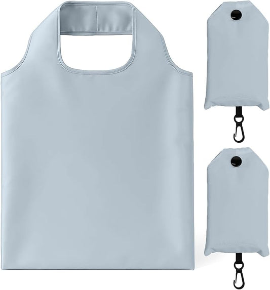 2 Pack Foldable Shopping Bag, Waterproof Reusable Grocery Tote Bag Holder,Nylon(Gray)