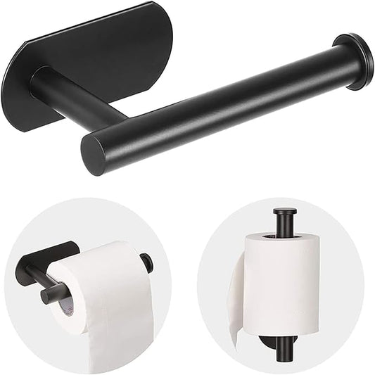 JOPOFI Toilet Paper Holder - Self Adhesive Toilet Paper Holder Wall Mount for Bathroom, Command Strip Stainless Steel Toilet Paper Roll Holder Stick On Wall, No Drilling - Matte Black