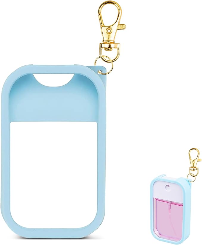 TERPINK Silicone Case Compatible with Touchland Hand Sanitizer Spray, Protective Case with Keychain for Power Mist and Glow Mist 1 fl oz, Hand Sanitizer Spray Accessory (Blue, 1 Pack)