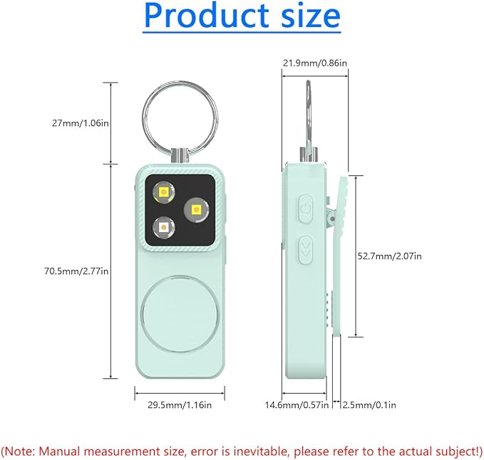 B11 Portable Lighting Women's Safety Alarm Device 150dB Buzzer Alarm Strobe Light Rechargeable with Charging Cable and Power Switch Night-time Flashlight Keychain (White - Lighting Alarm)