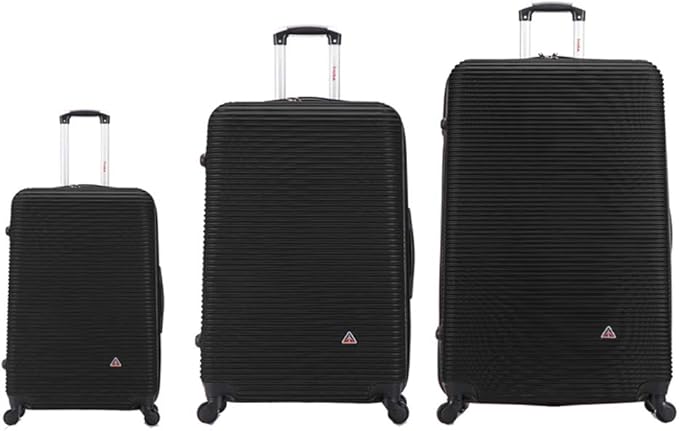 InUSA ROYAL Hardside Luggage Set with Spinner Wheel | Spacious Travel Suitcases with Ergonomic GEL Handle and Studs | (20/28/32) 3 Piece Luggage Set | Black