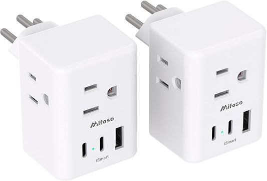2 Pack Switzerland Travel Plug Adapter, Type J Power Adapter Works in Switzerland, Liechtenstein, Rwanda, 3 Outlets 3 USB Ports, Travel Essentials