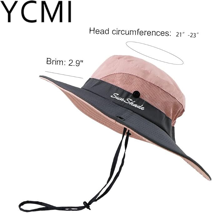 Womens Summer Sun-Hat Outdoor UV Protection Fishing Hat Wide Brim Foldable-Beach-Bucket-Hat with Ponytail-Hole