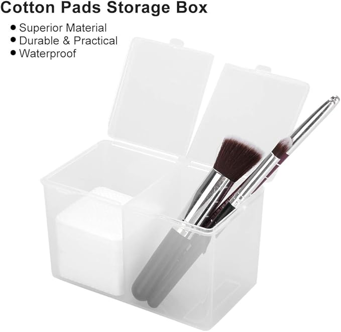 Cotton Pads Container 2 Grids Cotton Pads Swabs Container Nail Polish Glitter Powder Organizer Storage Box