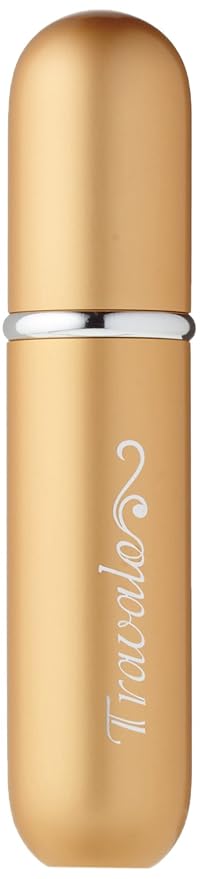 Travalo Classic HD Perfume Atomizer - Leak-Proof and TSA Approved for Air Travel - Reusable, Airtight, Easy-Fill Mini Pump Sprayer - Lightweight, Elegant Design w/Volume Window - Gold 0.17oz