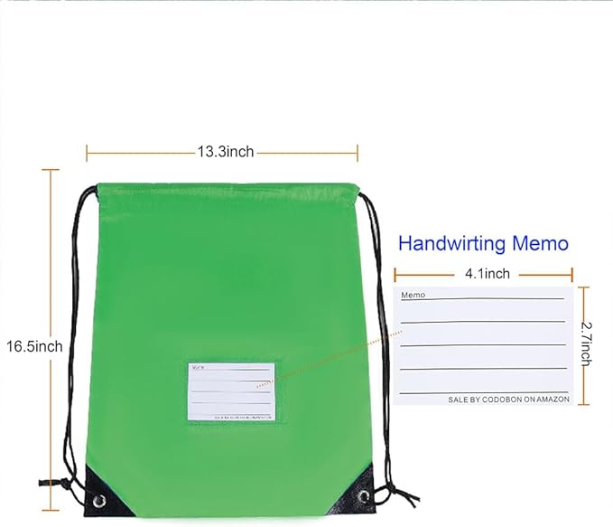 20 Pcs Drawstring Bags,Bulk Draw String Backpack, DIY Gym Sports Cinch Bag Sackpack for Women Men, Green