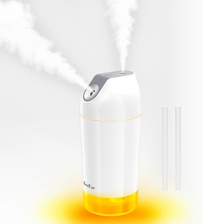 HandFan Small Portable Humidifier Rechargeable, 480ml Wireless Ultrasonic humidifier Battery Operated, Mini Personal Cordless Cool Mist Humidifiers, for Bedroom Office Travel Car Plants(Gray)