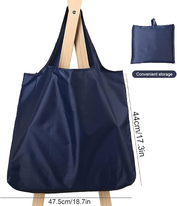 Large 50lbs Heavy Duty Reusable Foldable Grocery and Shopping Tote Bags - Washable Polyester Bags in Pocket