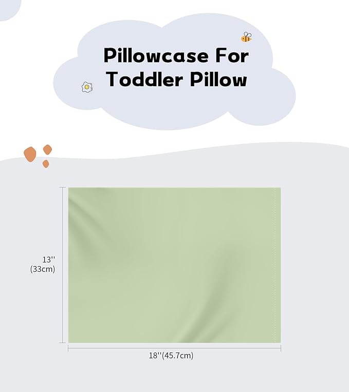 Deep Dream Toddler Pillowcases for 13x18 Pillow 2 Pack, 100% Cotton Travel Pillow Case Cover, 600 Thread Count Cotton Pillow Covers, Soft & Breathable Small Pillow Cases Envelope Closure, Sage Green