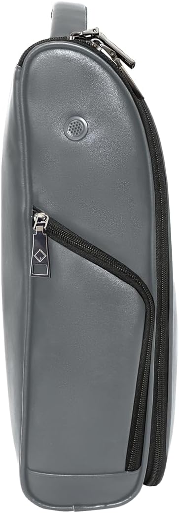 CaddyDaddy Premium Golf Shoe Bag Zipper Sports Shoe Strap Bag with Side and Front Accessory Pocket for Storing Golf Accessories Golf Shoe Carry Bags (LUX Synthetic Leather | Grey)