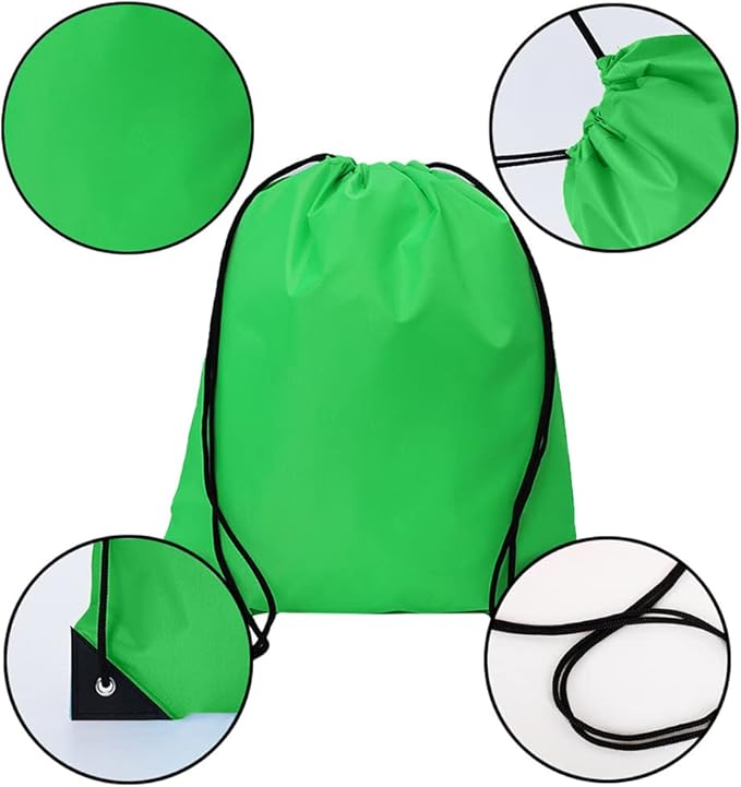 CODOBON 40 Pcs Drawstring Backpack Bulk Draw String Bags Cinch Polyester Bag for Gym Sport, Green
