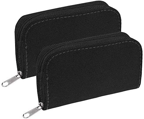 2PACK Memory Card Case, Suitable for SDHC, Micro SD, Mini SD, CF Cards, Card Holder Bag Wallet for Media Storage (Black+Black)