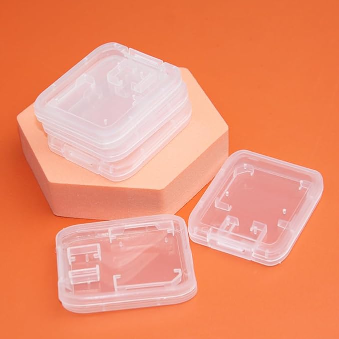 Pack of 10 Clear Plastic Memory Card Case Storage Boxes Compatible with SD SDHC SDXC Micro SD T-Flash Card (Memory Card Not Included)