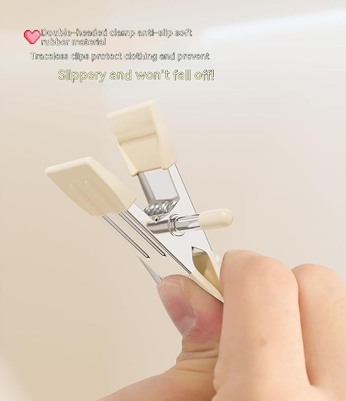 10/30/50Pcs Space-Saving Clothespin, Upgrade Double Head Clamp Dipped Hanger for Closet Hooks Garment Clip Hat Pants Storage Hanging Travel Hook (White, 10PCS)