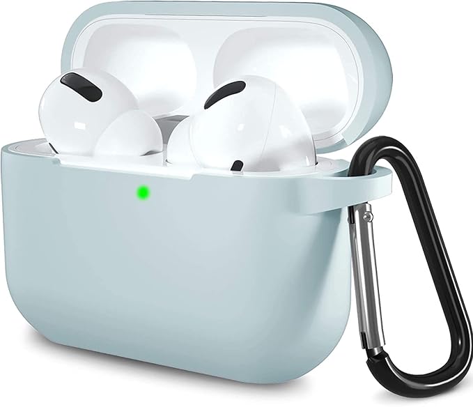 Lerobo Compatible with AirPods Pro Case Cover,Shockproof Washable Silicone Case for Airpods Pro 2 Supports Wireless Charging with Carabiner Front LED Visible,Turquoise