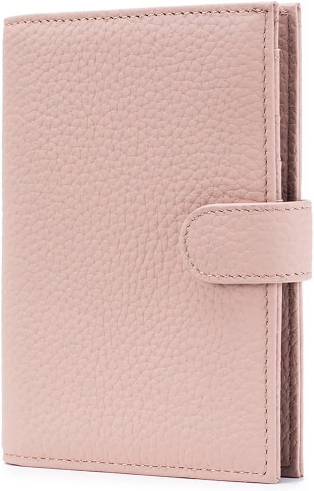 Leather RFID Slim Passport Holder for Travel Women – Passport Wallet for Men with Passport Cover & 3 Card Slots, Zippered Coin Pocket, Cash Holder – Travel Organizer Gift Ready(Pink)
