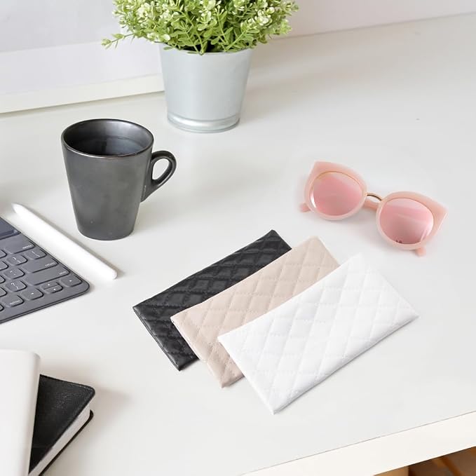 TRIUMPH VISION Squeeze Leather Sunglasses Pouch - 3 Pack Glasses Case Soft Eyeglass Sleeve Pouch Holder