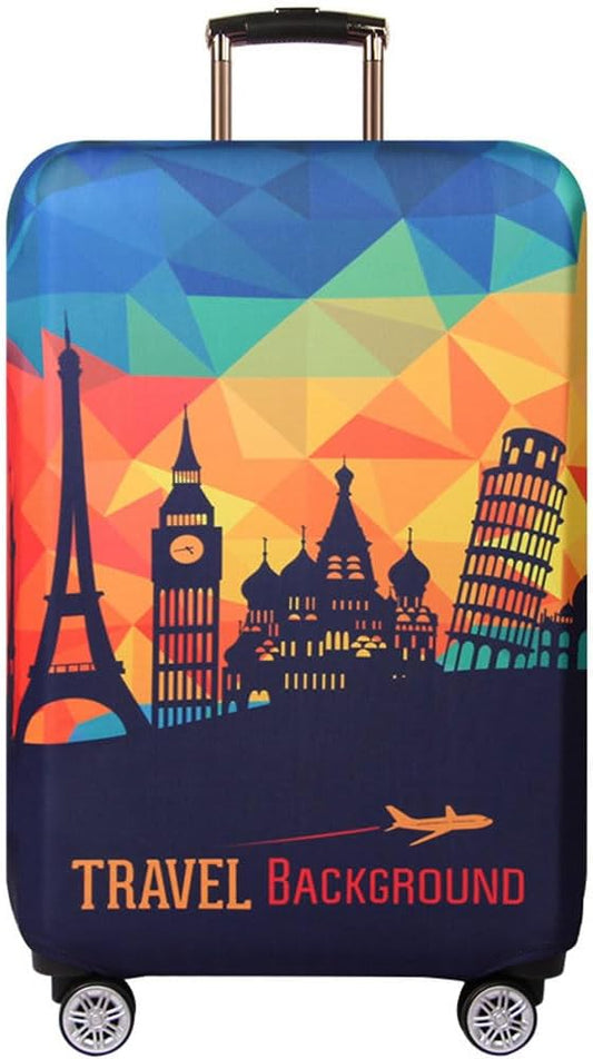 MosaiRudo Thicker Luggage Cover Elastic Suitcase Cover Protector Fits 18-32 Inch Suitcase Travel Accessories (Travel-4, S)