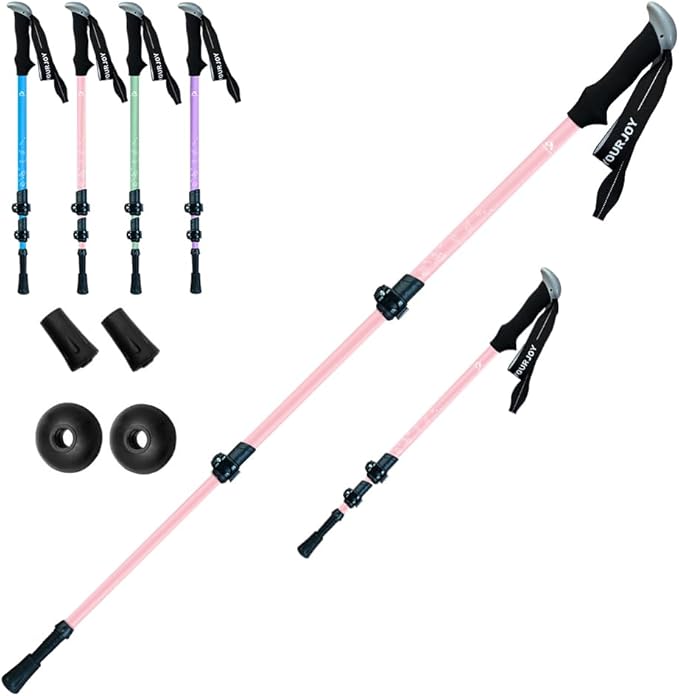 Hiking Trekking Poles for Kids, 2 Pack Anti Shock, Adjustable, Collapsible Hiking Poles for Trekking or Walking, Lightweight Aluminum Sticks