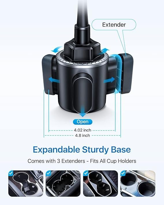 andobil Military-Grade Cup Holder Phone Holder, [Ultra Sturdy & 360° Adjustable] Gooseneck Cup Phone Holders for Your Car Truck, Super Durable Car Phone Mount for iPhone 17 16 15 14 Pro Max/Samsung