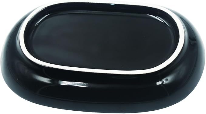 Ceramic Soap Dish,Oval Shaped Soap Holder, Sponge Holder,Jewelry Holder, for Bathroom,Kitchen Sink (Black)