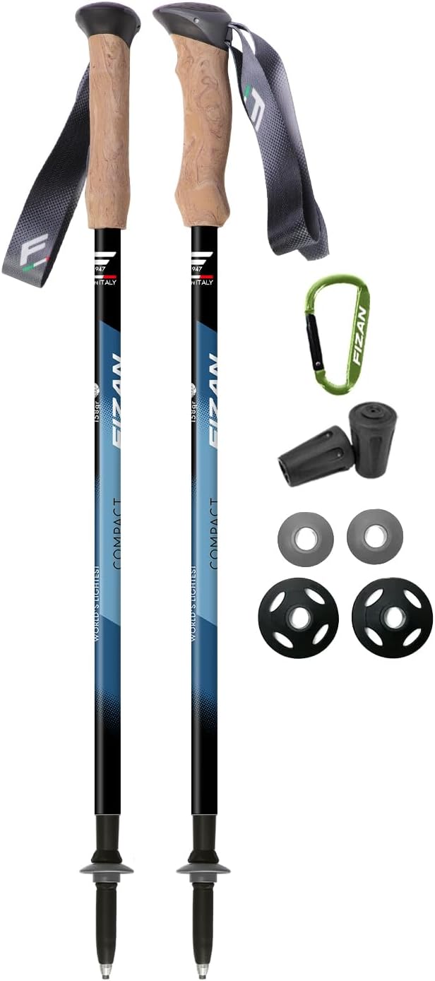 Fizan Compact 3 Trekking Poles – 5.6 oz Ultralight, Backpacking, Thru Hiking Poles, Adjustable, Collapsible, Customized Fit, EVA Grips, Aluminum Walking Sticks (Compact 3)