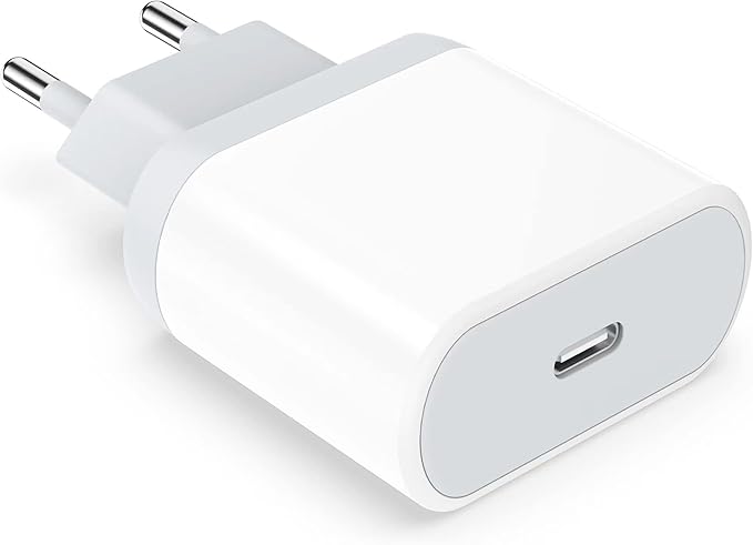 20W USB C Fast European Plug Adapter for iPhone 16/16 Pro/16 Pro Max/16 Plus/15/14/13/12/11, USBC Charger Cube Travel Charging Power Block for Europe EU Euro Spain Italy France Germany