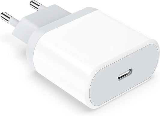 20W USB C Fast European Plug Adapter for iPhone 16/16 Pro/16 Pro Max/16 Plus/15/14/13/12/11, USBC Charger Cube Travel Charging Power Block for Europe EU Euro Spain Italy France Germany