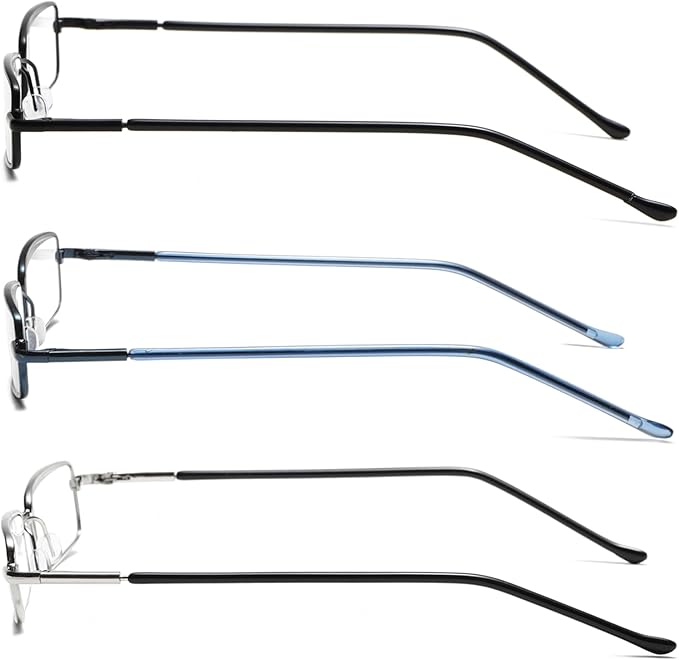 Viseng Slim Mini Metal Reading Glasses Compact Lightweight Portable Readers with Glasses Case for Reading Case +3.5 Black/Blue/silvery