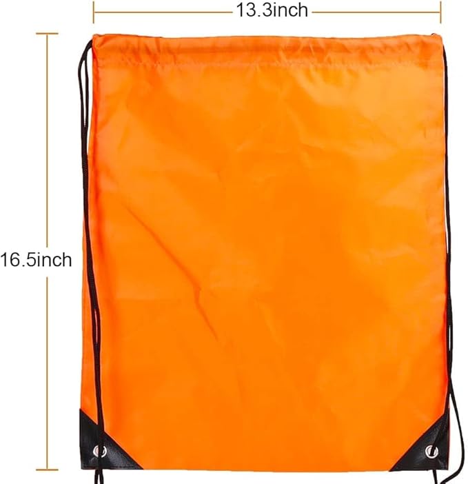 CODOBON 20 Pcs Drawstring Backpack Bulk Draw String Bags Cinch Polyester Bag for Gym Sport, Orange
