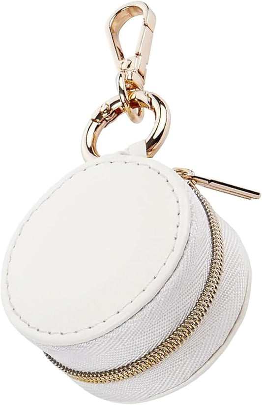 Jewelry Ring Holder Keychain - Portable Travel Sports Ring Keeper Case - Mini Small Versatile Carrying Display Storage Organizer Box With Key Chain (White)