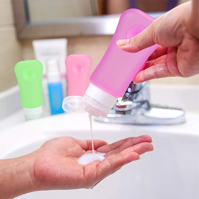 5 Pack TSA Approved Travel Bottles Sets, 3 Ounce Leakproof Silicone Toiletry Tubes Travel Containers Travel Size Bottles Portable Leakproof for Shampoo Lotion Toiletries