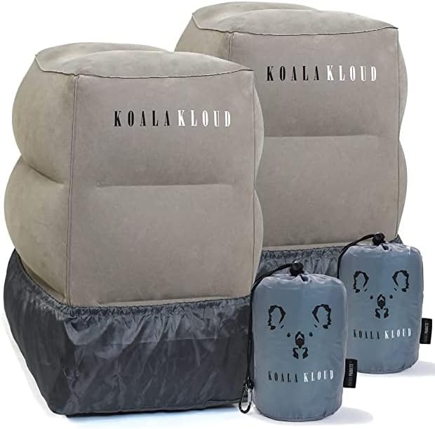 Koala Kloud Travel Foot Rest - 2-Pack | Inflatable Foot Rest Pillow, Airplane Footrest for Flights, Car Seat Foot Rest, Airplane Bed for Toddler Airplane Travel Essentials Kids Travel Accessories