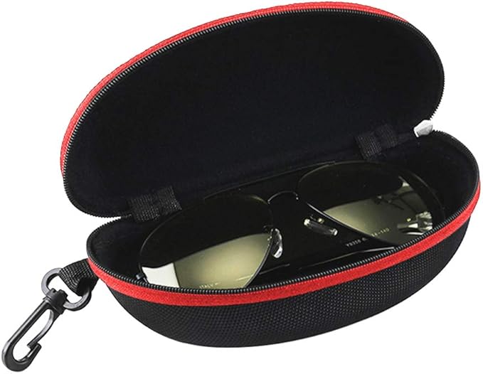 3 Pack Zipper Shell Eyeglasses and Sunglasses Case with Plastic Carabiner Hook