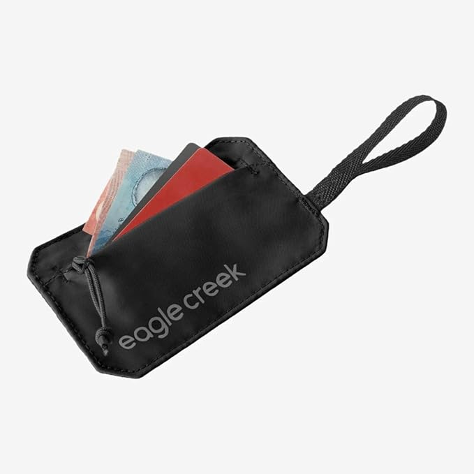 Eagle Creek Undercover RFID Hidden Pocket – Travel Security Pouch with RFID Blocking – Lightweight, Wear Under Clothing – Zippered Passport & Card Holder – Adjustable Strap – Black
