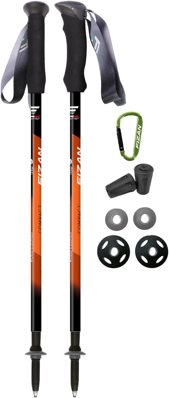Fizan Compact 3 Trekking Poles – 5.6 oz Ultralight, Backpacking, Thru Hiking Poles, Adjustable, Collapsible, Customized Fit, EVA Grips, Aluminum Walking Sticks (Compact 3)