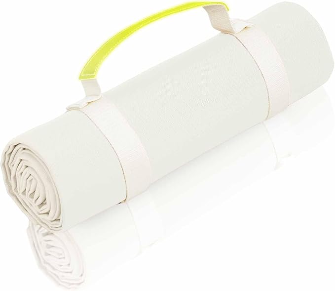 White Picnic Blanket & Beach Mat – Canvas, Machine Washable, Large 4’9” × 6’3”