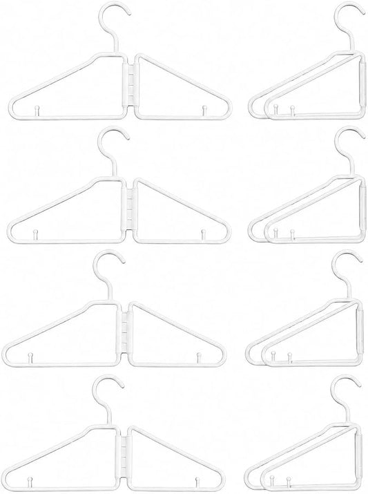 8 Pcs Foldable Hangers, Plastic Collapsible Hangers, Portable Folding Clothes Hanger, Foldable Travel Hangers, Foldable Hangers for Travel, Cruise, Home, Bedroom, Dorm (White) | No Assembly Needed | Standard Size | Folds Flat