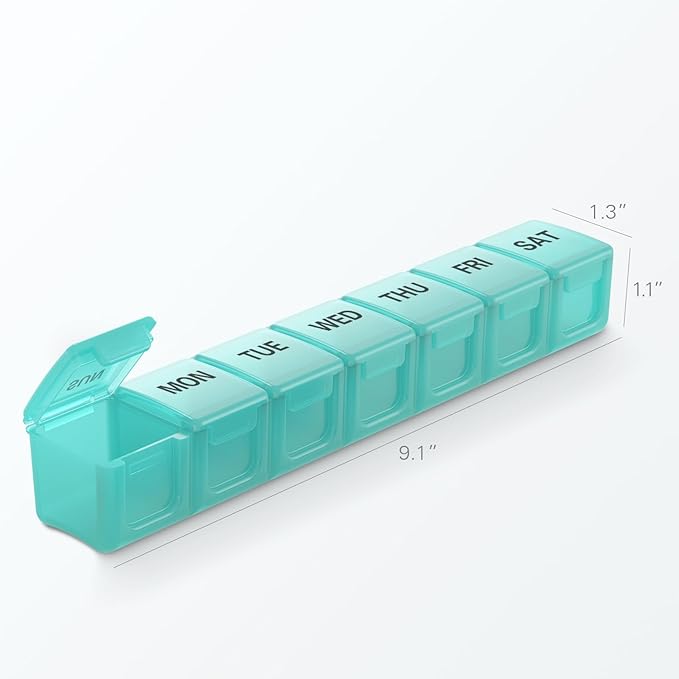 BUG HULL Weekly Pill Organizer Large 2 Packs, Extra Large Travel Pill Organizers, Pill Box 7 Day, Travel Pill Case, Medicine Pill Organizer for Vitamins, Supplements and Medications (White+Red)