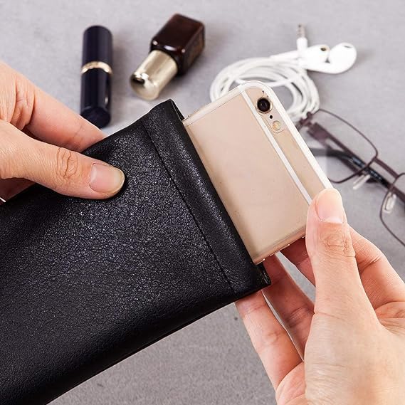 TRIUMPH VISION Squeeze Leather Sunglasses Pouch - 3 Pack Glasses Case Soft Eyeglass Sleeve Pouch Holder