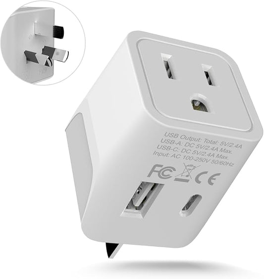 Ceptics Australia, New Zealand, China Travel Adapter Plug - Dual USB Input - Ultra Compact - USA to Type I - Perfect for Cell Phones, Chargers, Cameras, Tablets, and more (CTU-16)