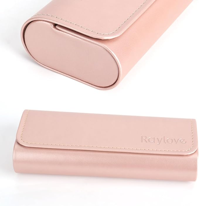 RayLove Hard Shell Glasses Case, Lightweight Leather Eyeglass Case, Travel-Friendly Sunglasses Protector for Men & Women